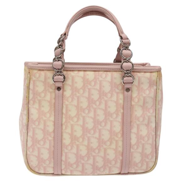 DIOR Trotter Canvas Romantic Chain Bag Pvc Pink Silver - Picture 3 of 12